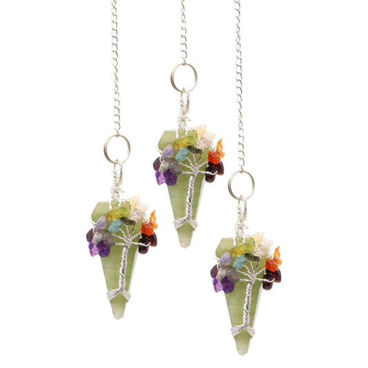 Polished Magic Pendulum - Seven Chakra - Aventurine featuring green tone with subtle sparkle - Luna Panther