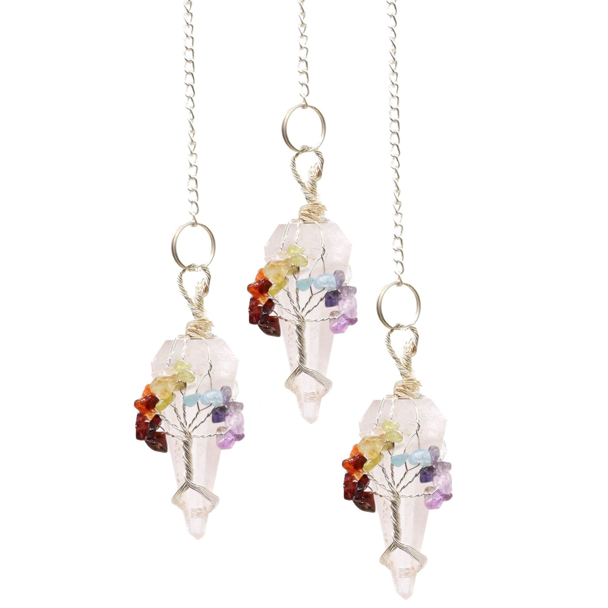 Polished Magic Pendulum - Seven Chakra - Rock Quartz featuring natural patterning and unique variations - Luna Panther