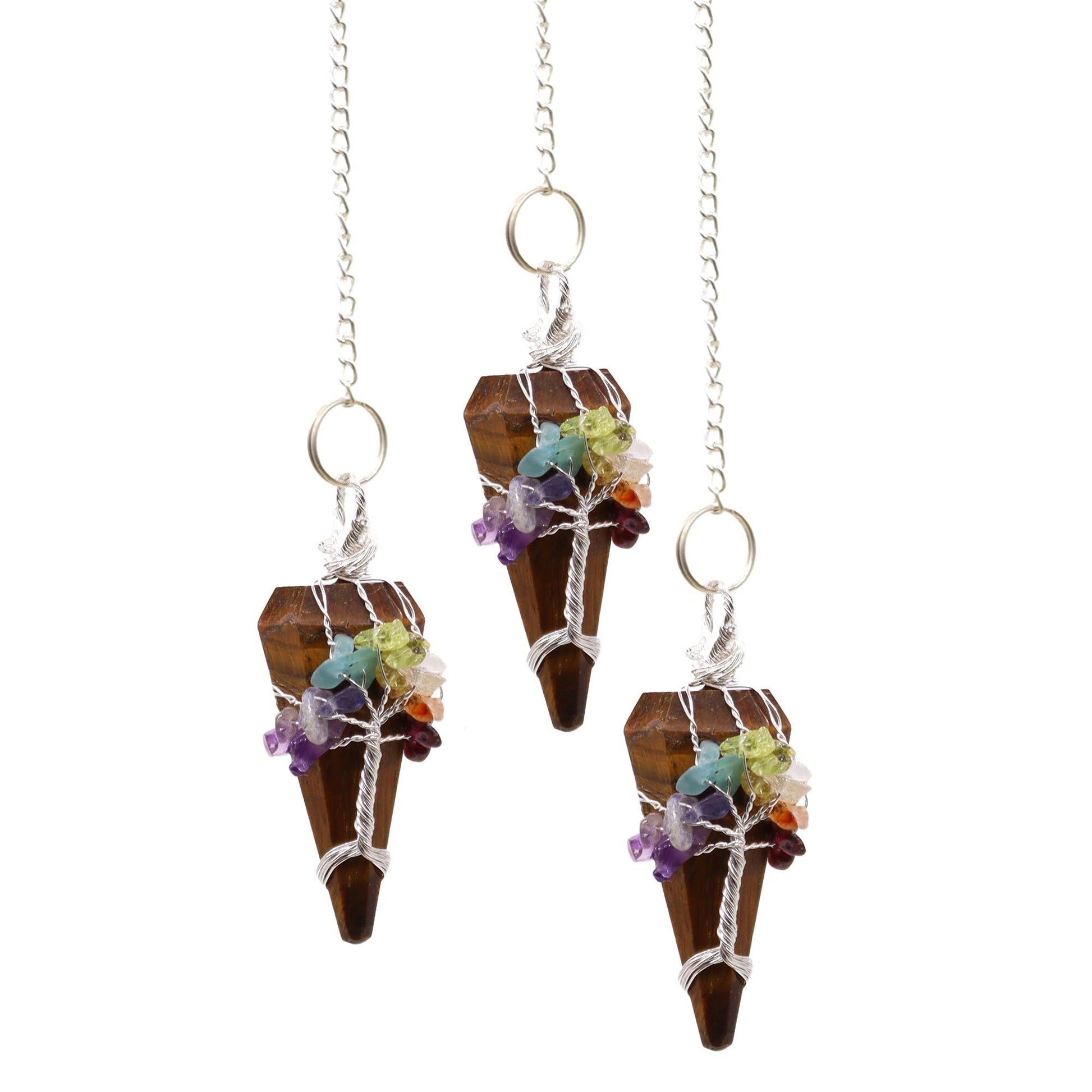 Polished Magic Pendulum - Seven Chakra - Tigereye featuring natural patterning and unique variations - Luna Panther