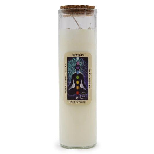 Polished Magic Spell Candle - Cleansing featuring natural patterning and unique variations - Luna Panther