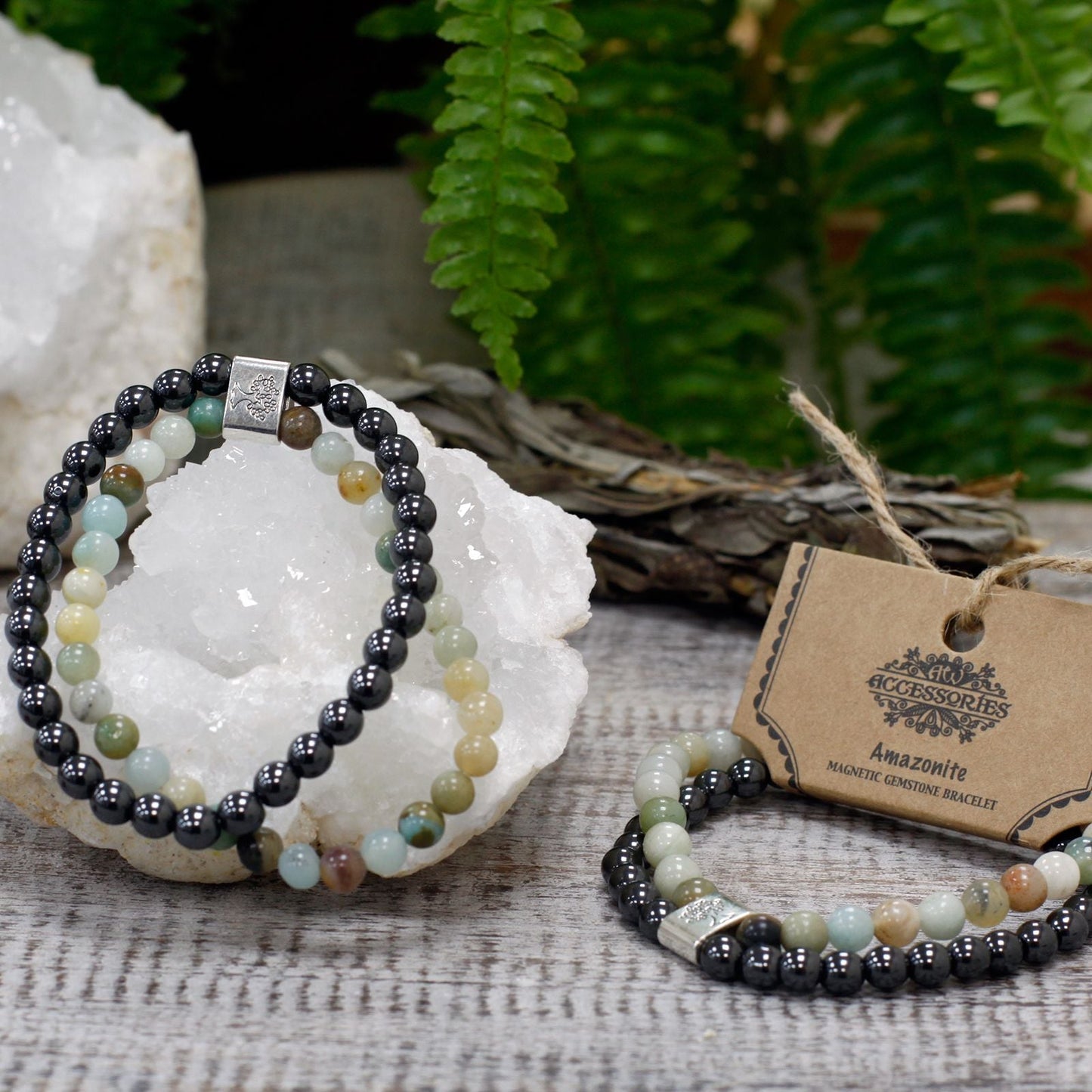 Magnetic Gemstone Bracelet - Amazonite - Luna Panther