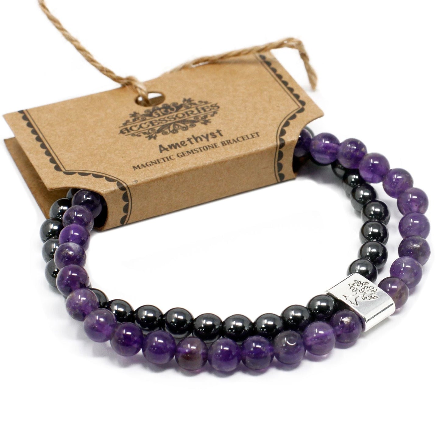Magnetic Gemstone Bracelet - Amethyst - Luna Panther