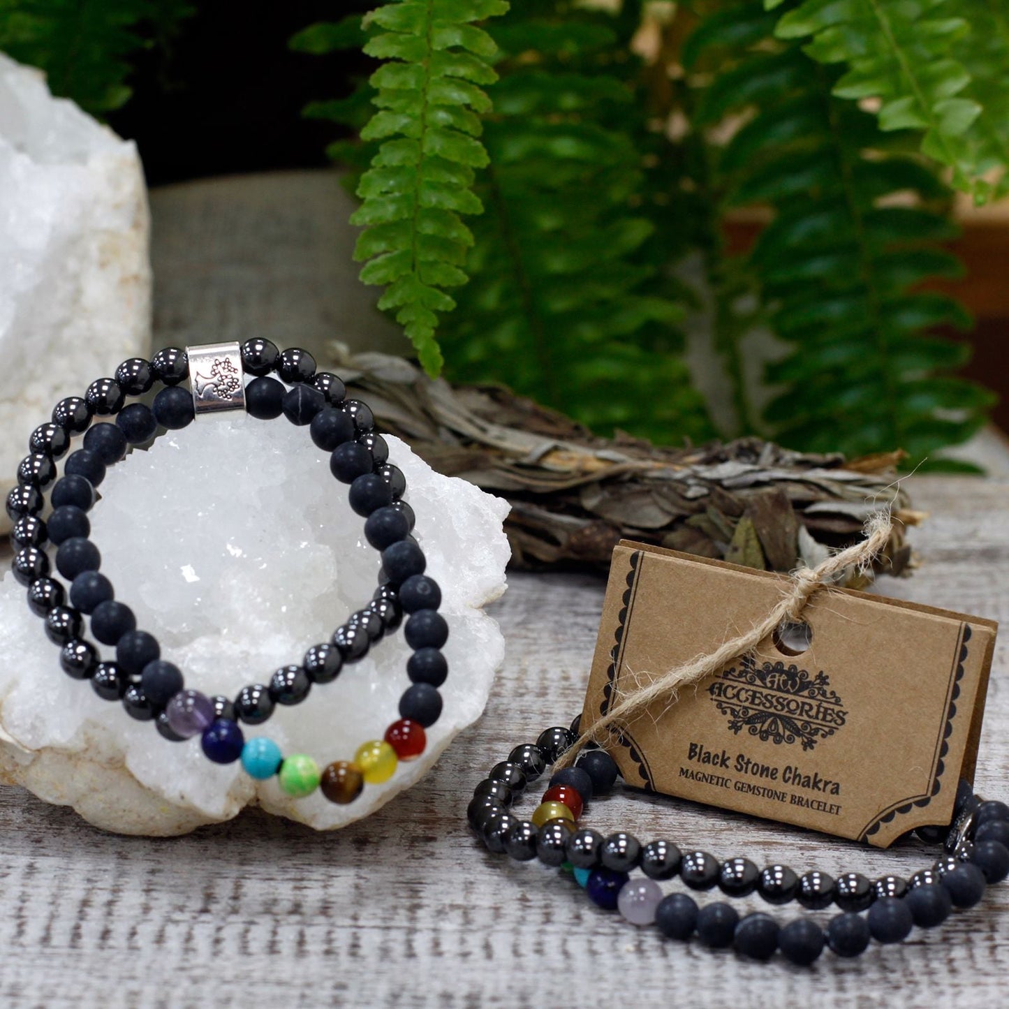 Magnetic Gemstone Bracelet - Black Stone Chakra - Luna Panther