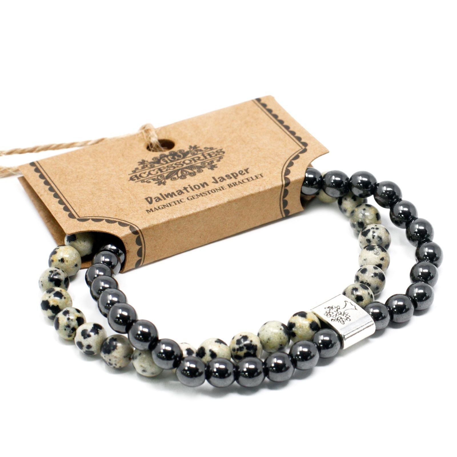 Magnetic Gemstone Bracelet - Dalmatian Jasper - Luna Panther