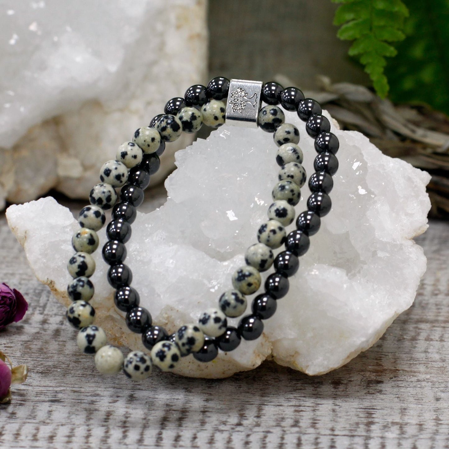 Magnetic Gemstone Bracelet - Dalmatian Jasper - Luna Panther