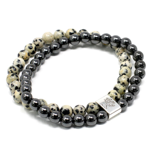 Magnetic Gemstone Bracelet - Dalmatian Jasper - Luna Panther