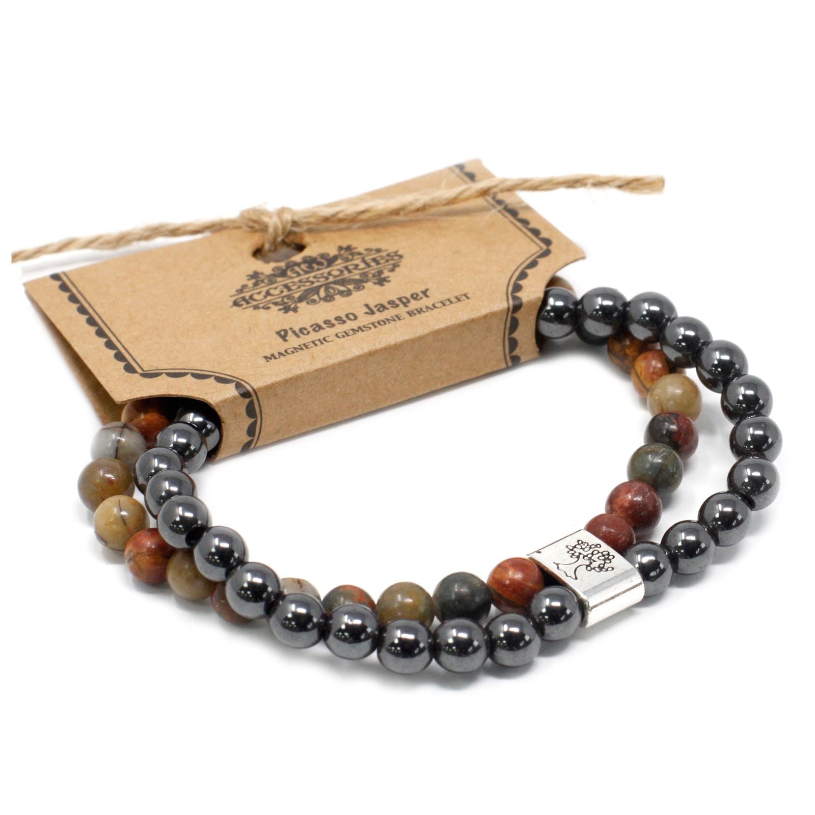 Magnetic Gemstone Bracelet - Picasso Jasper - Luna Panther