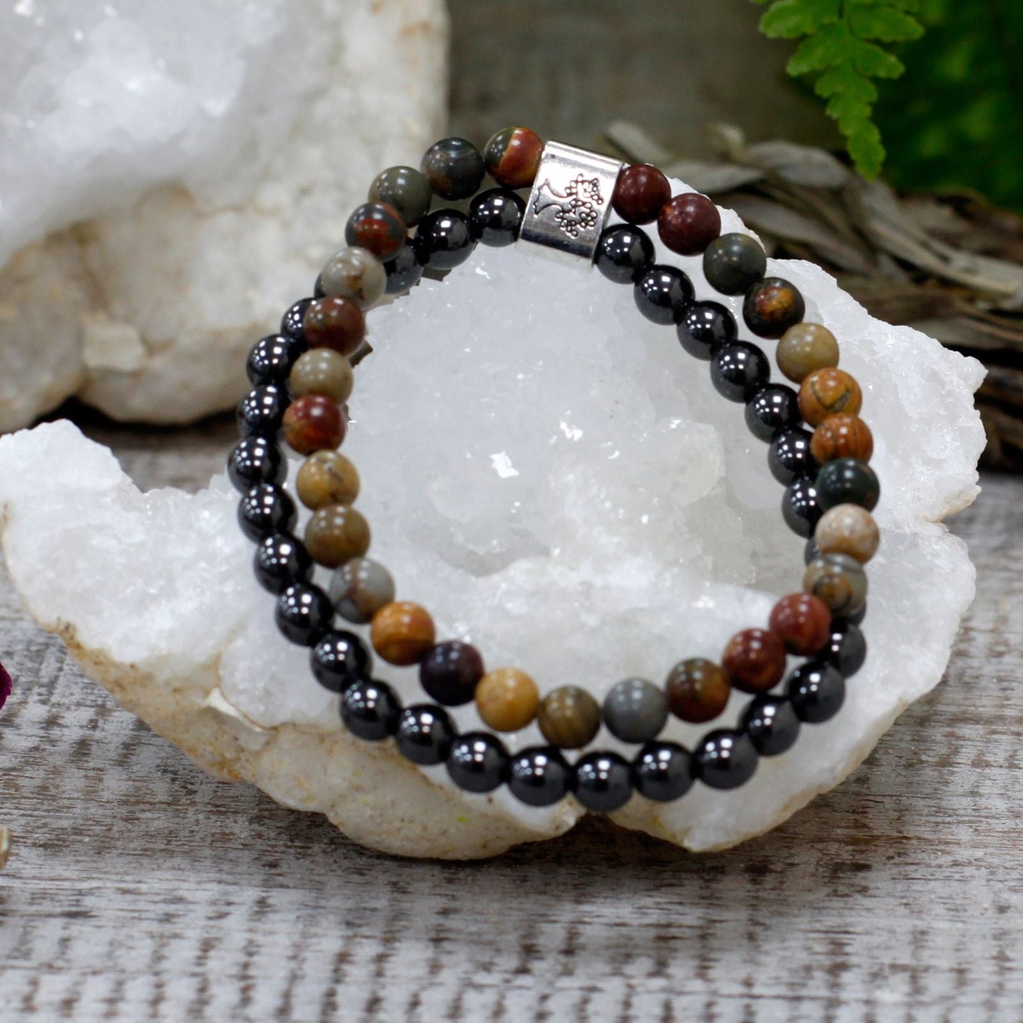 Magnetic Gemstone Bracelet - Picasso Jasper - Luna Panther