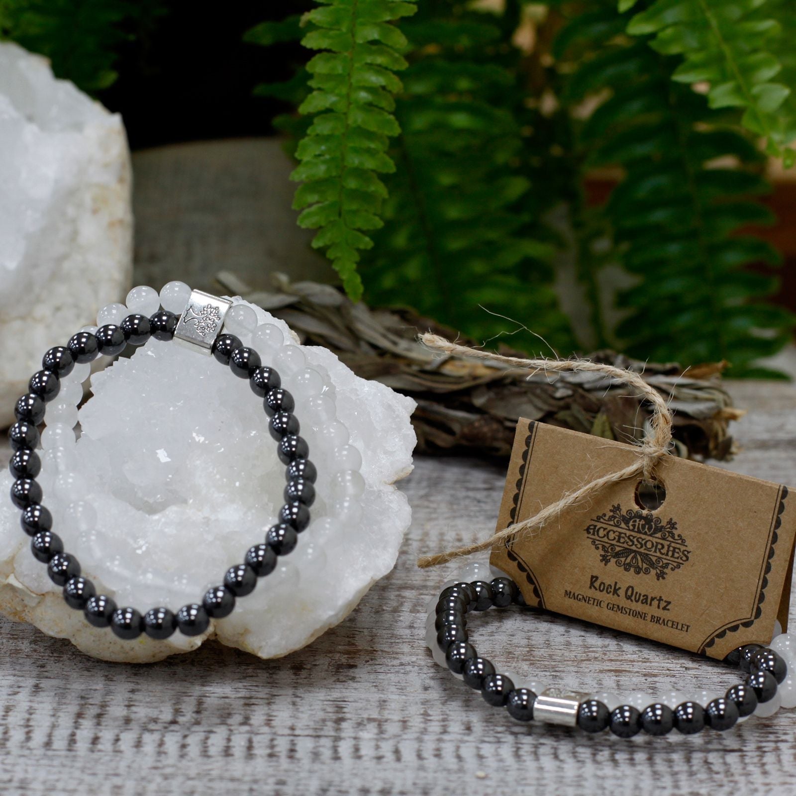 Magnetic Gemstone Bracelet - Rock Quartz - Luna Panther