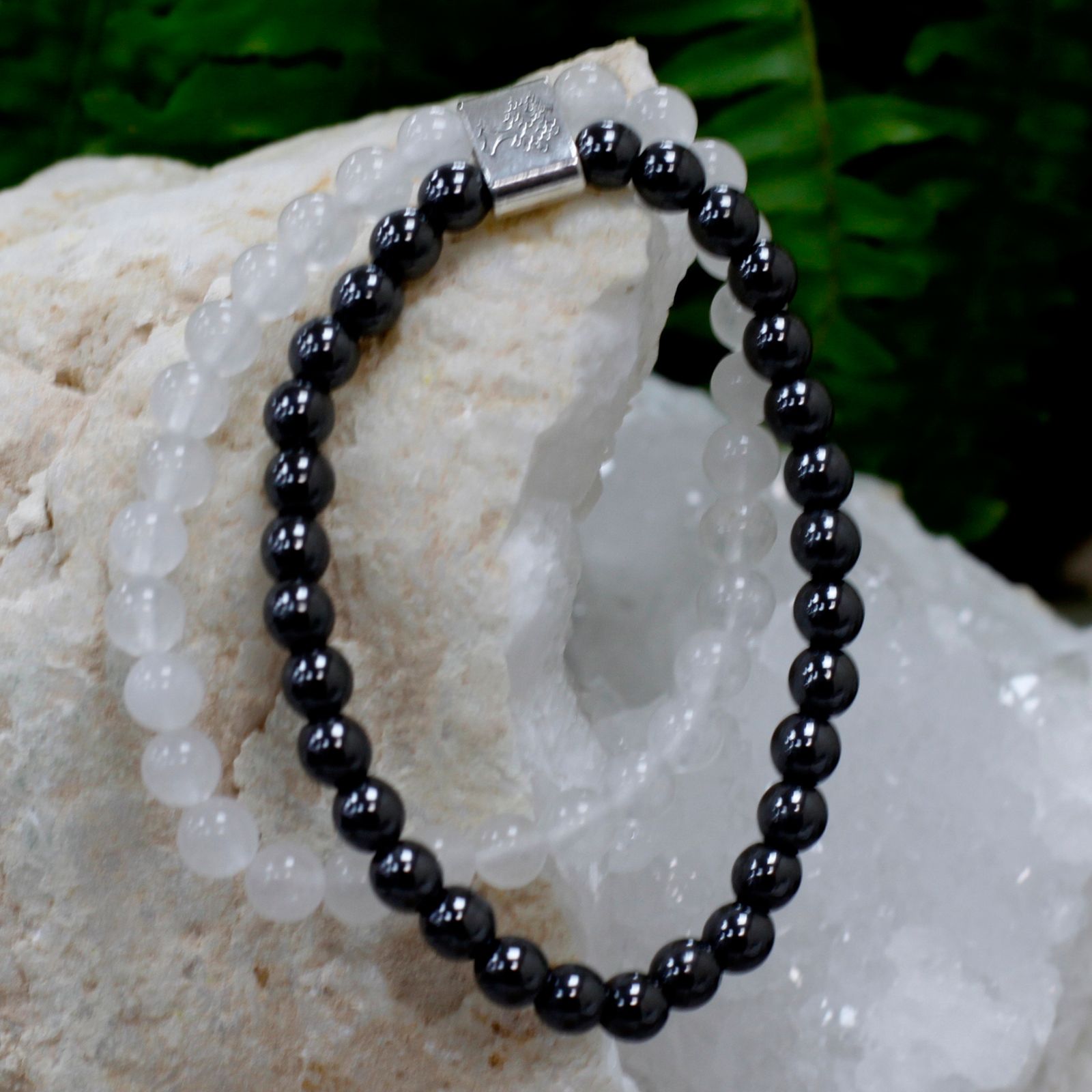 Magnetic Gemstone Bracelet - Rock Quartz - Luna Panther