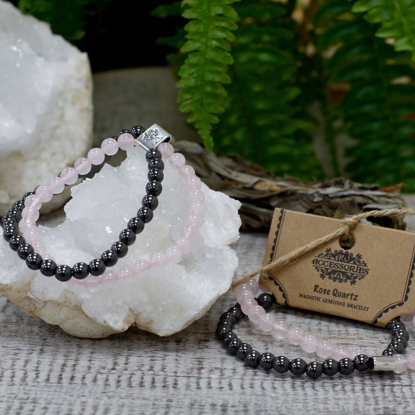 Magnetic Gemstone Bracelet - Rose Quartz - Luna Panther