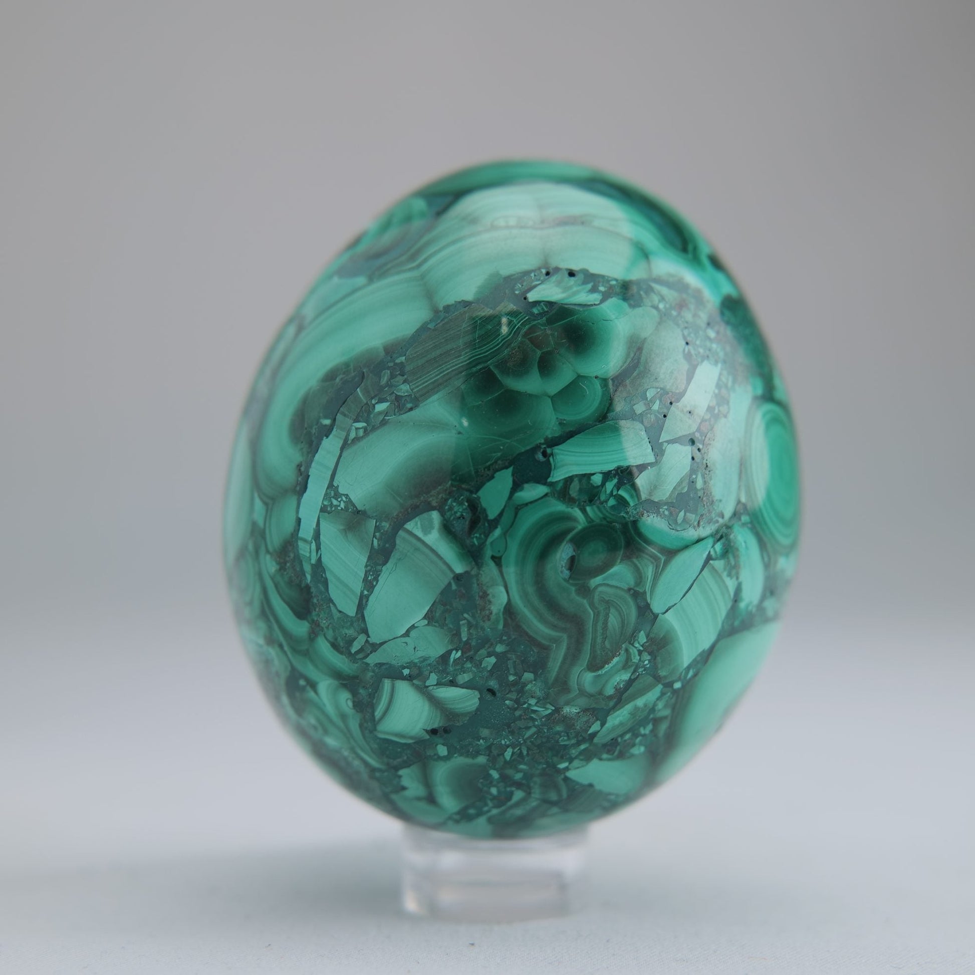 Malachite Flower Egg Congo 285g 61mm - Luna Panther