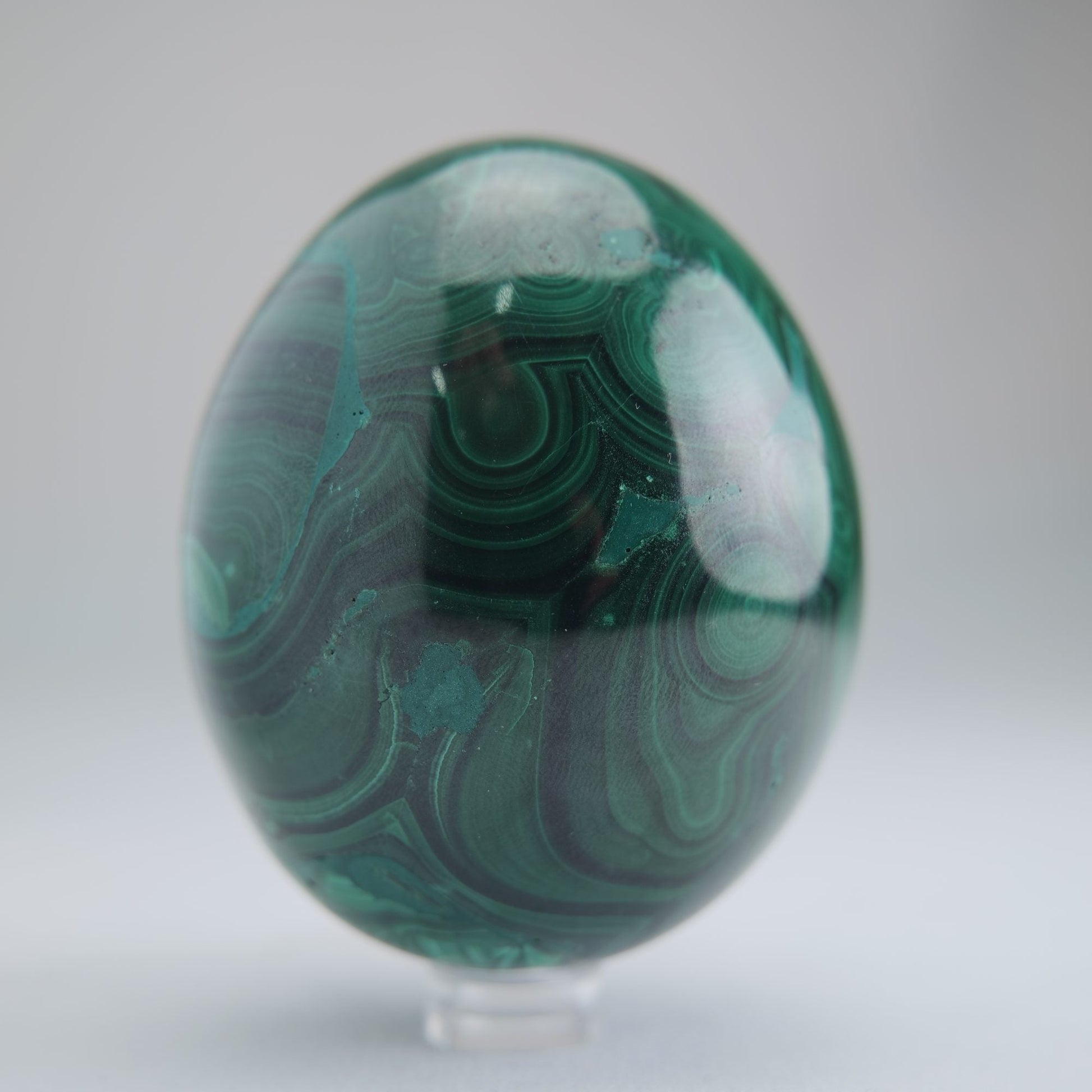 Malachite Flower Egg Congo 619g 77mm - Luna Panther