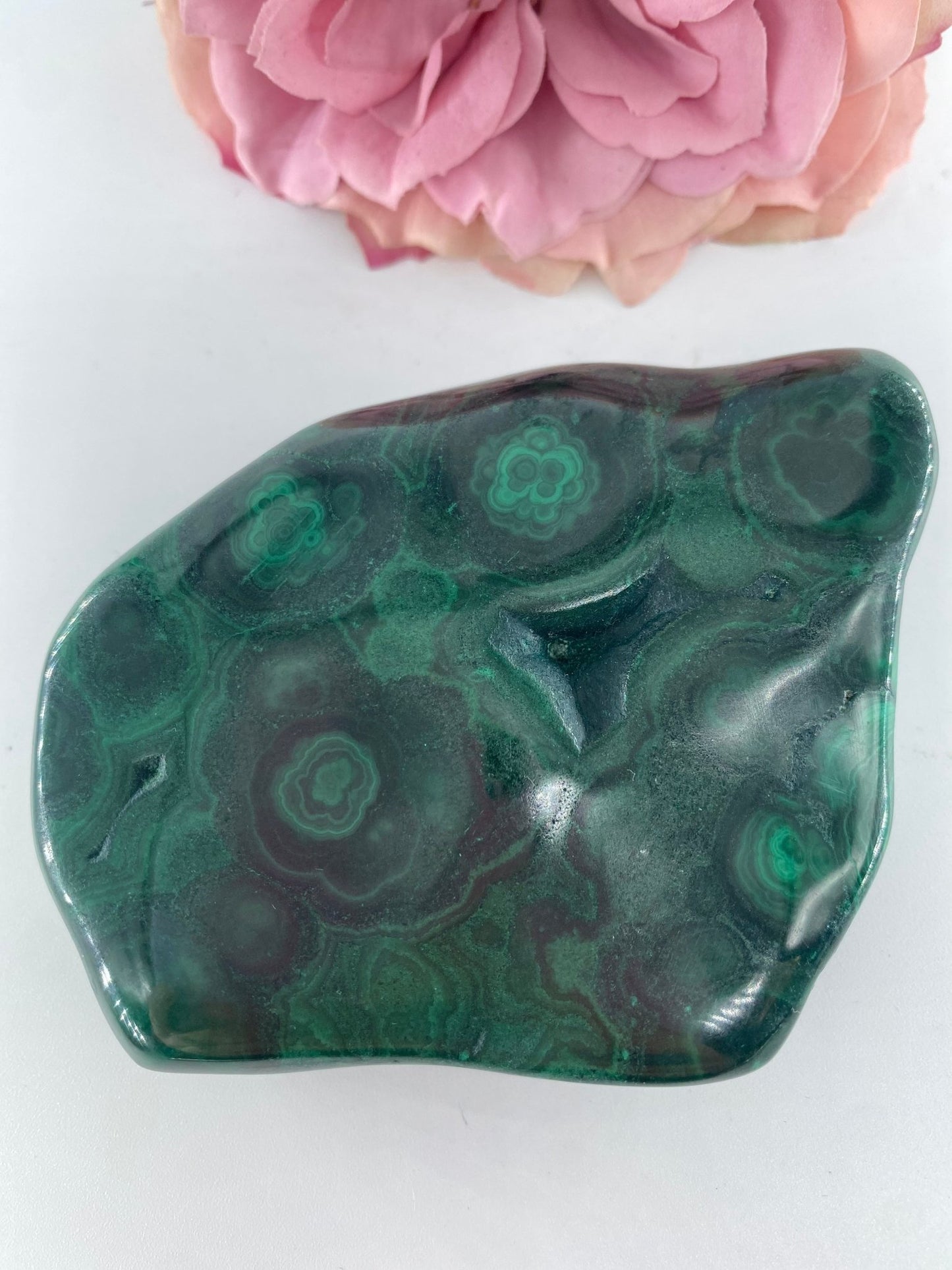 Polished Malachite Free Form 297grams featuring banded green patterning and silky polish - Luna Panther