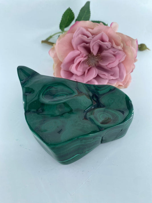 Polished Malachite Free Form 533 grams featuring banded green patterning and silky polish - Luna Panther
