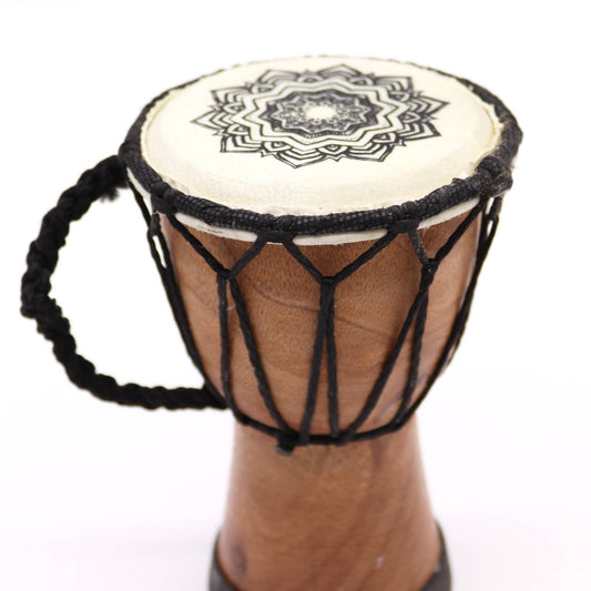 Mandala Wide Top Djembe Drum - 15cm High detail view 2 at Luna Panther alternate view