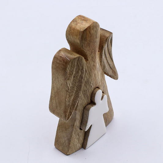 Mango Wood Angel in Angel – White Enamel - Luna Panther alternate view