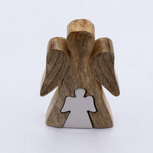 Mango Wood Angel in Angel – White Enamel - Luna Panther