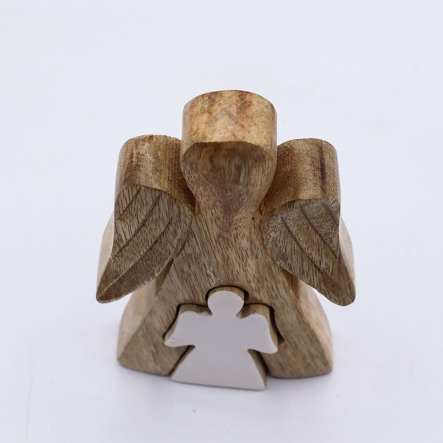 Mango Wood Angel in Angel – White Enamel — sculptures & statues, image 5 of 8.