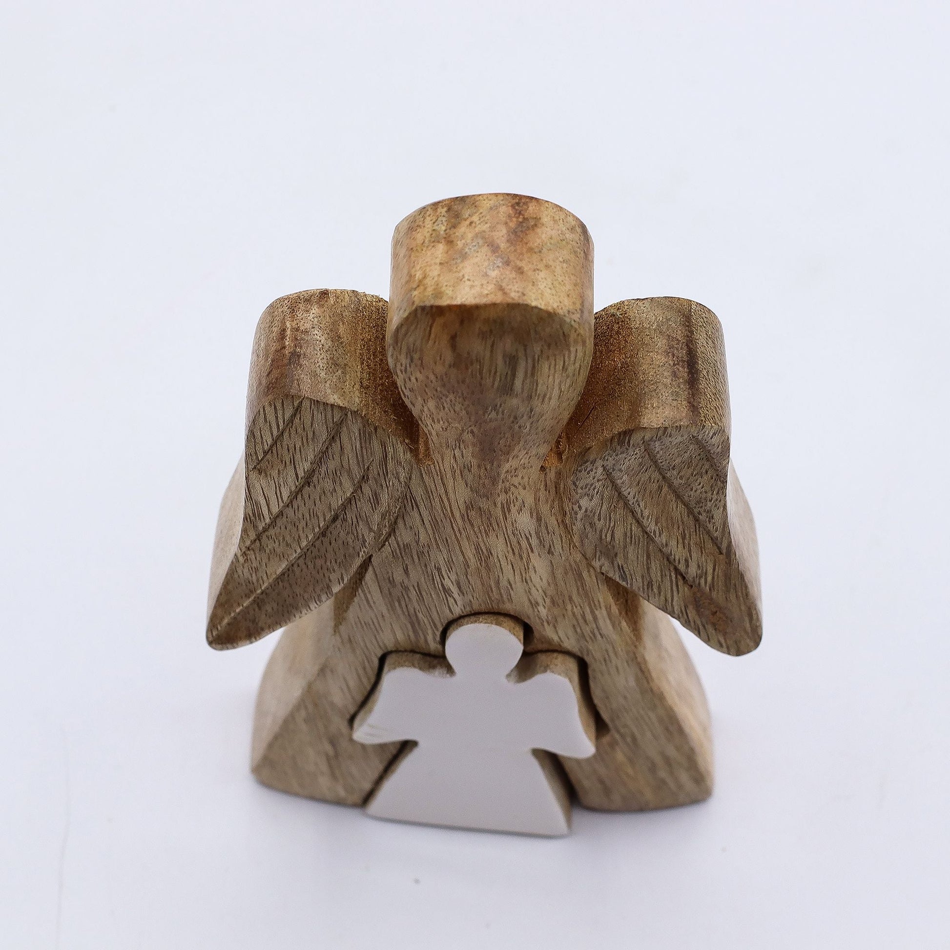 Mango Wood Angel in Angel – White Enamel — sculptures & statues, image 5 of 8.