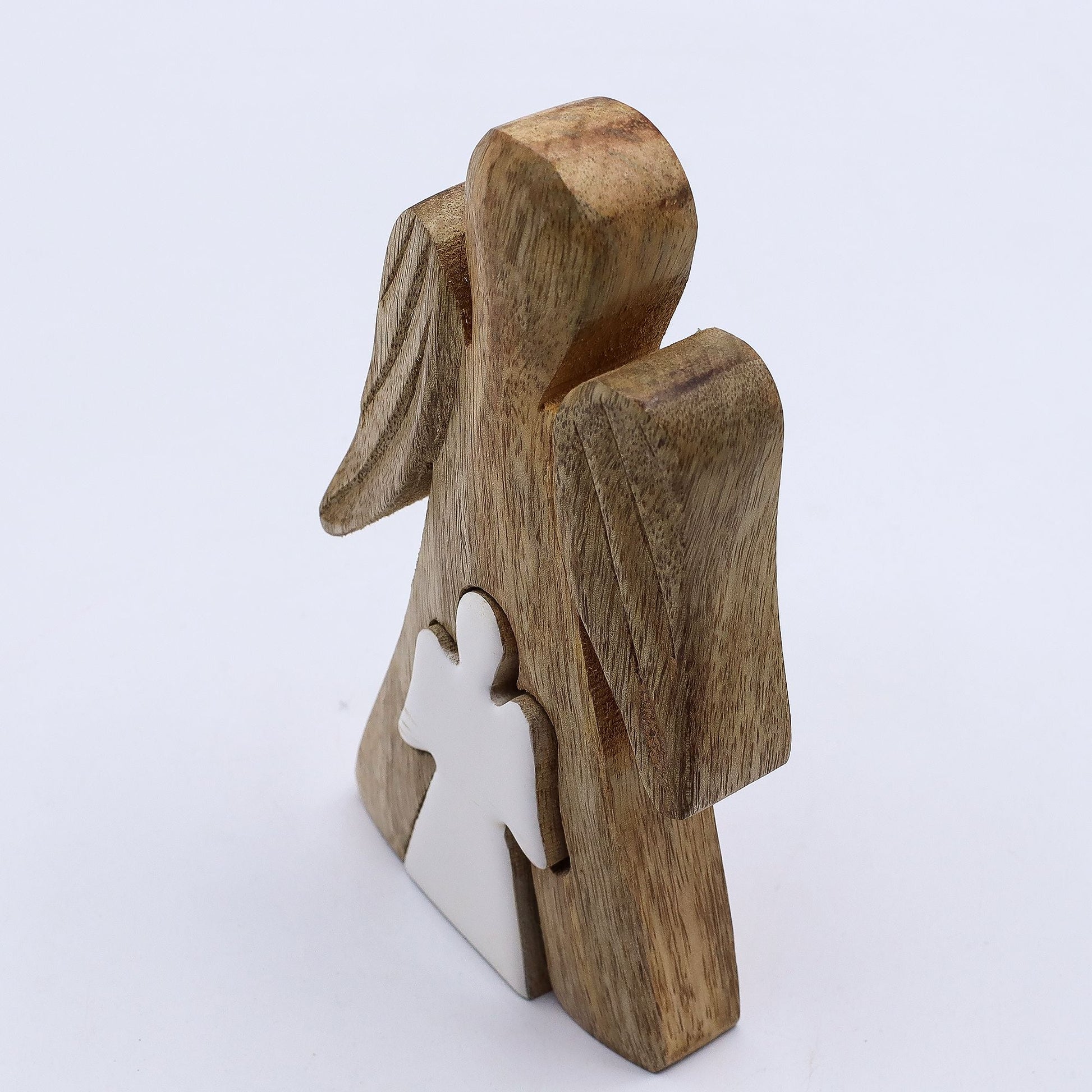 Mango Wood Angel in Angel – White Enamel — sculptures & statues, image 3 of 8.