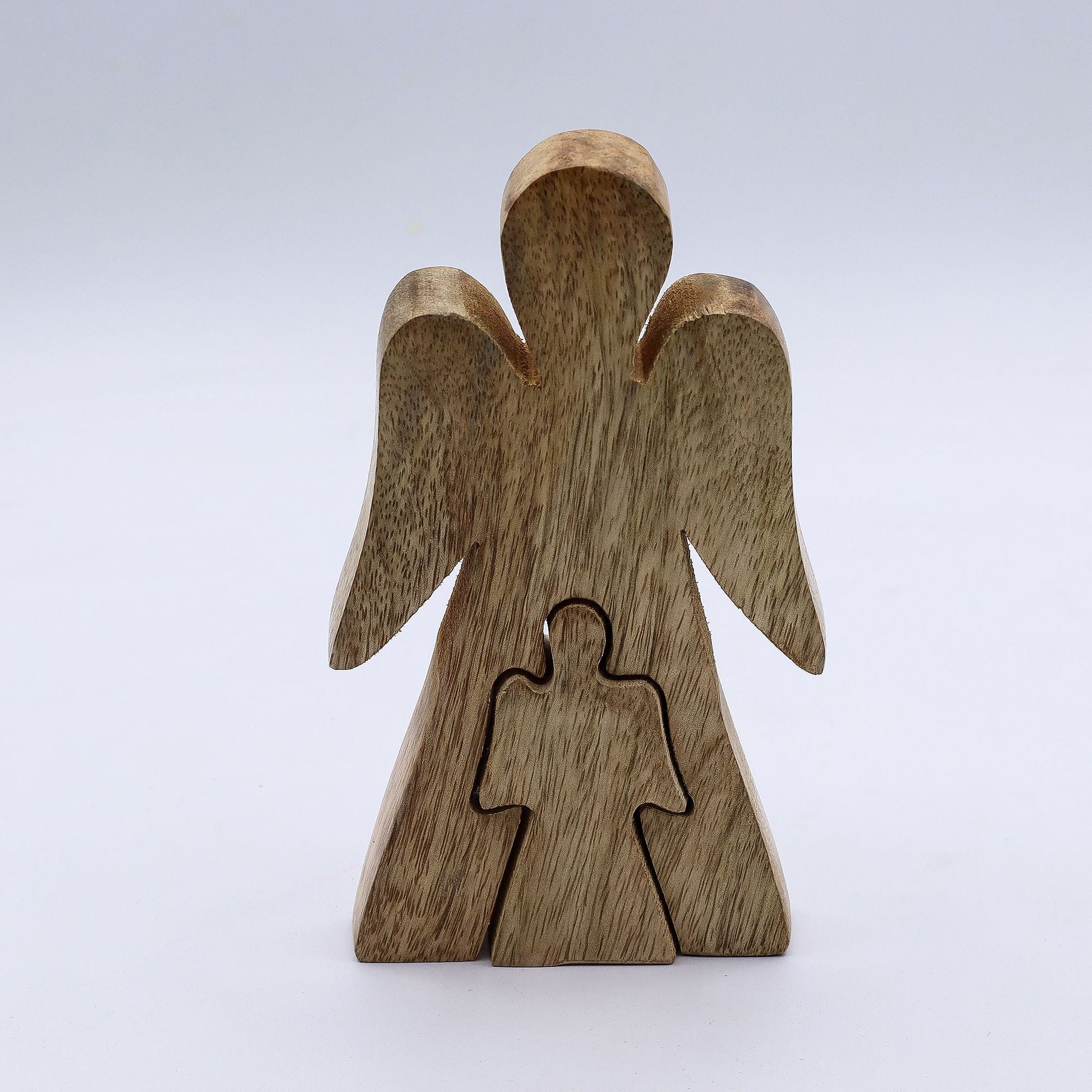 Mango Wood Angel in Angel – White Enamel — sculptures & statues, image 4 of 8.