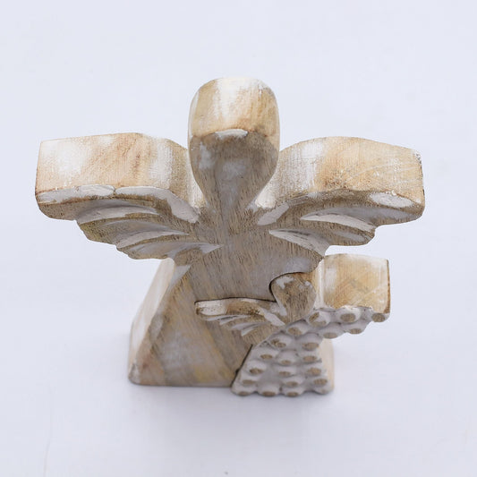 Mango Wood Angel in Angel – Whitewash - Luna Panther