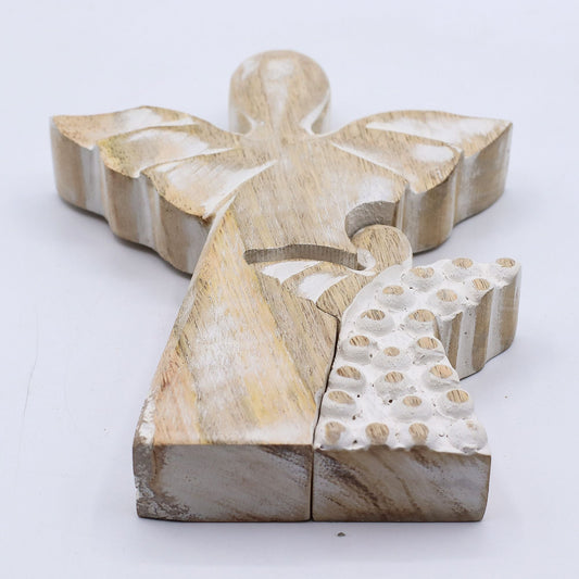 Mango Wood Angel in Angel – Whitewash - Luna Panther alternate view