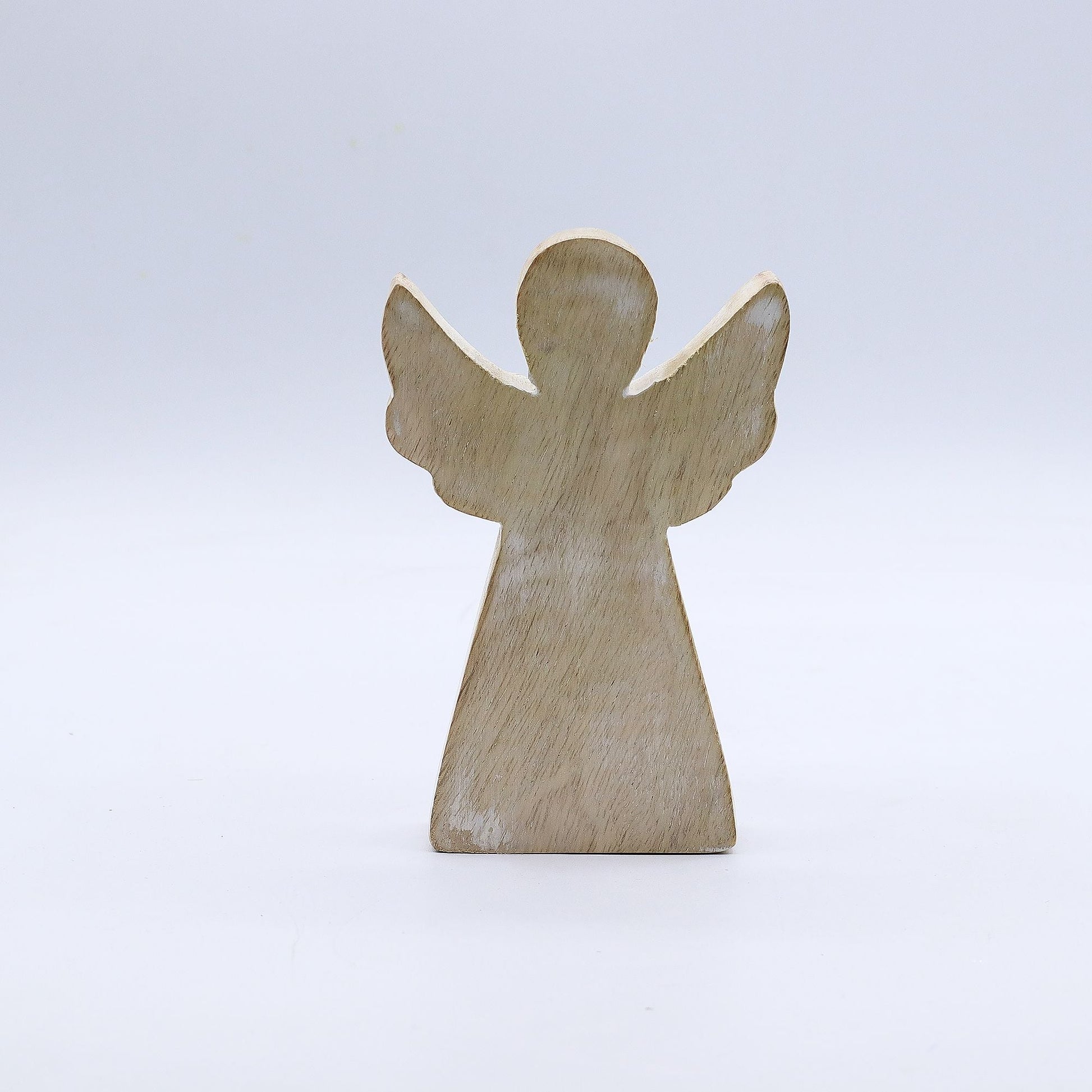 Mango Wood Angel – Whitewash — sculptures & statues, image 7 of 8.
