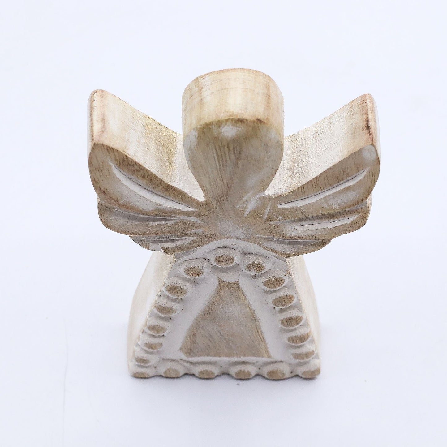Mango Wood Angel – Whitewash — sculptures & statues, image 8 of 8.