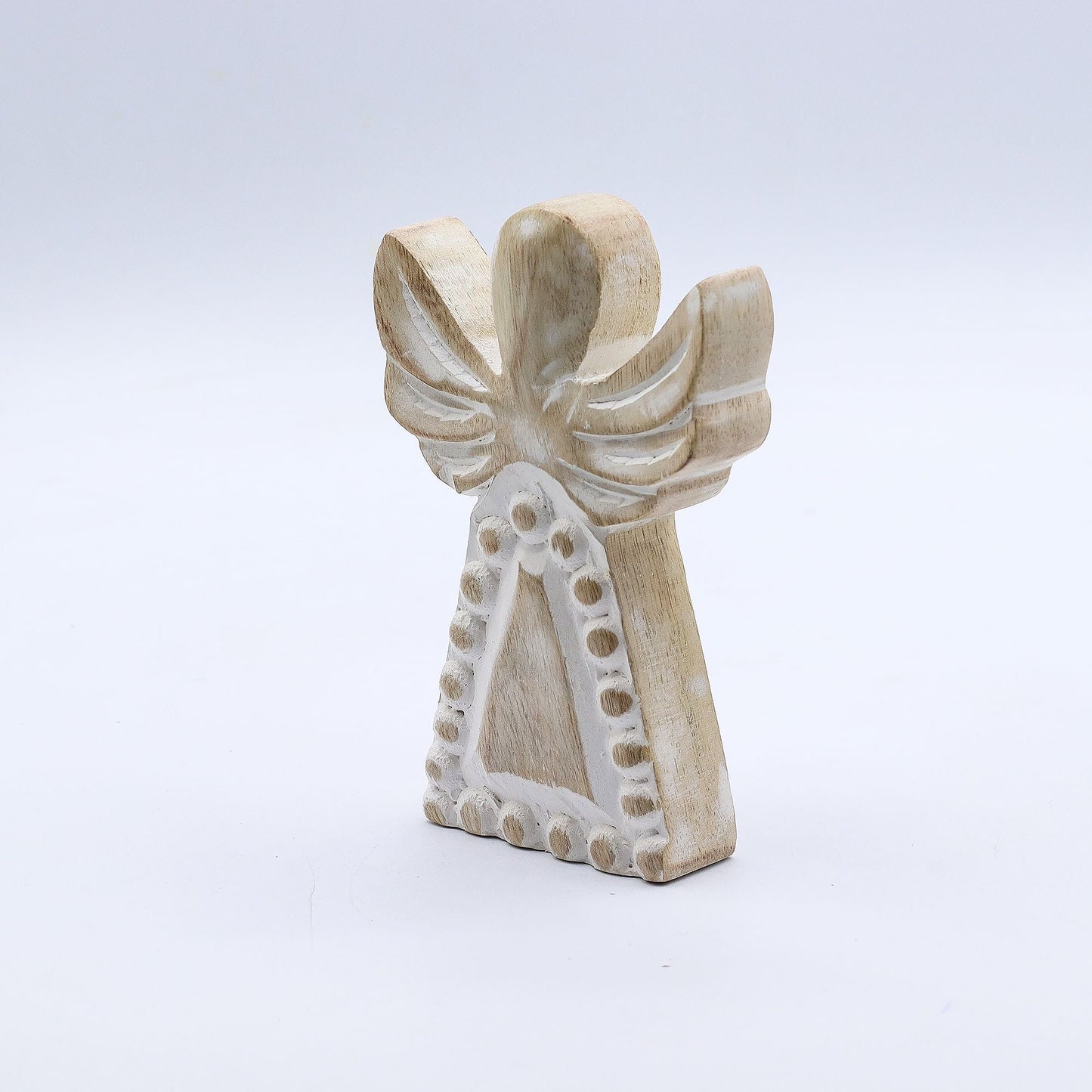 Mango Wood Angel – Whitewash — sculptures & statues, image 3 of 8.