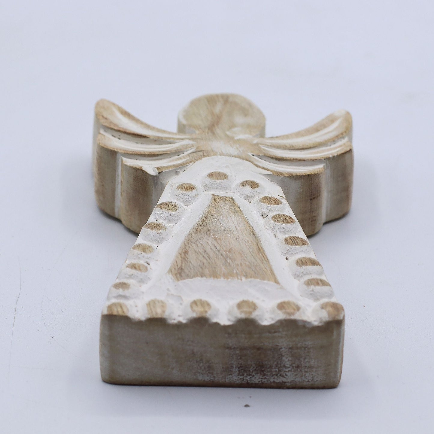 Mango Wood Angel – Whitewash — sculptures & statues, image 6 of 8.