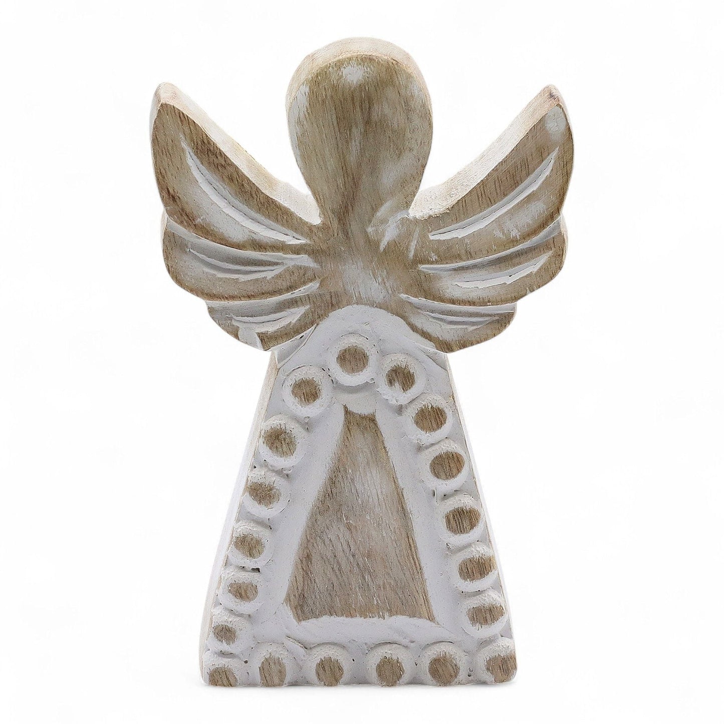 Mango Wood Angel – Whitewash — sculptures & statues, image 1 of 8.