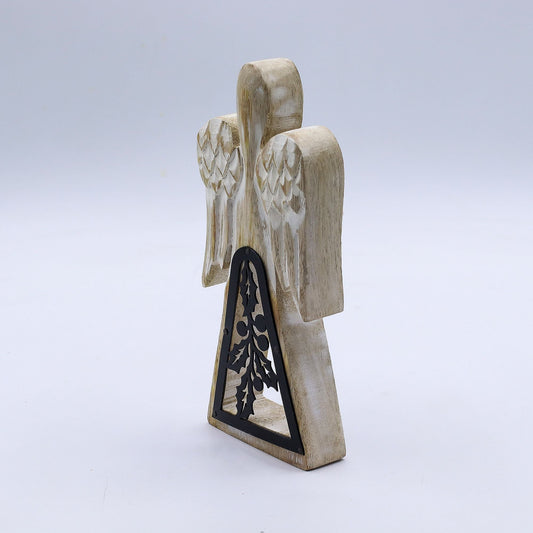 Mango Wood Angel – Whitewash with Iron Cut-Out - Luna Panther alternate view