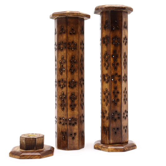 Mango Wood Hexagonal Tower - Luna Panther
