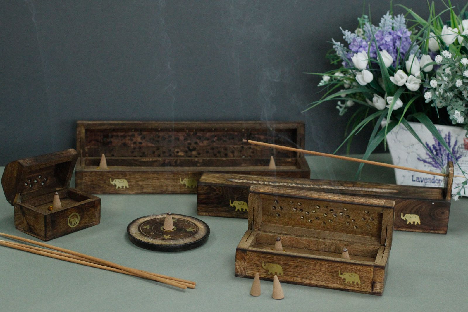 Mango Wood Incense Box - Assorted - Luna Panther