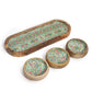 Mango Wood Tray with 3 Bowls - Mediterranean Tile pattern - Luna Panther