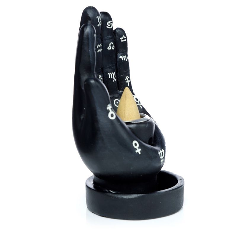 Polished Mantric Handtarot Hand Palm Backflow Incense Burner 1 featuring natural patterning and unique variations - Luna Panther