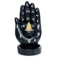 Polished Mantric Hand/Tarot Hand Palm Backflow Incense Burner featuring natural patterning and unique variations - Luna Panther