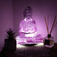 Meditation Buddha Lamp Lavender Crackle - Oval Stand - Luna Panther
