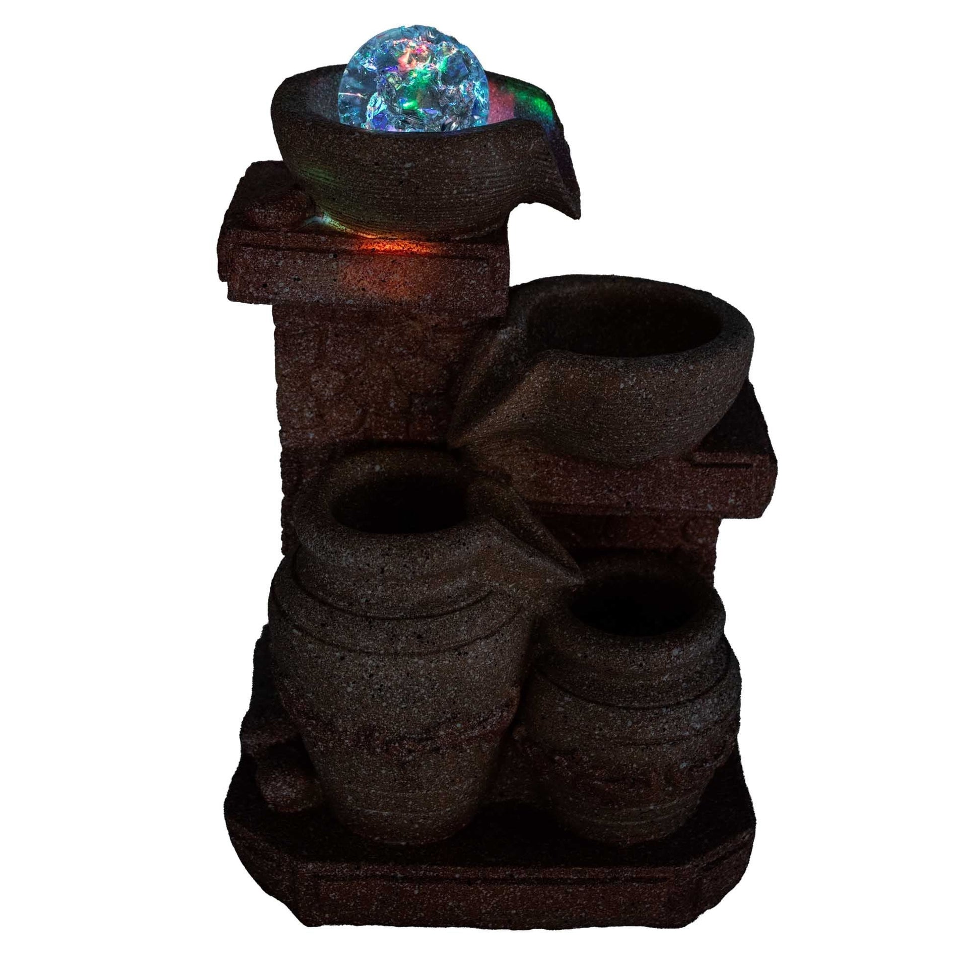 Mediterranean Cascading Pots Tabletop Water Feature - Luna Panther