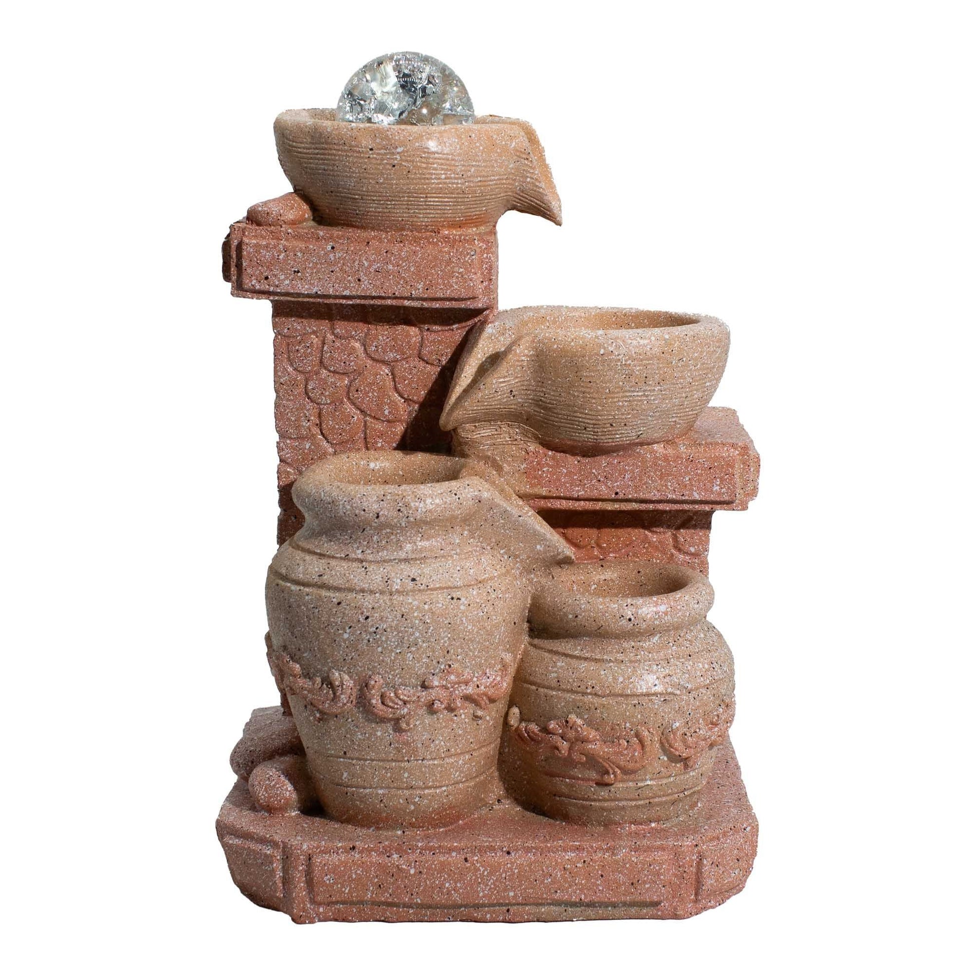 Mediterranean Cascading Pots Tabletop Water Feature - Luna Panther