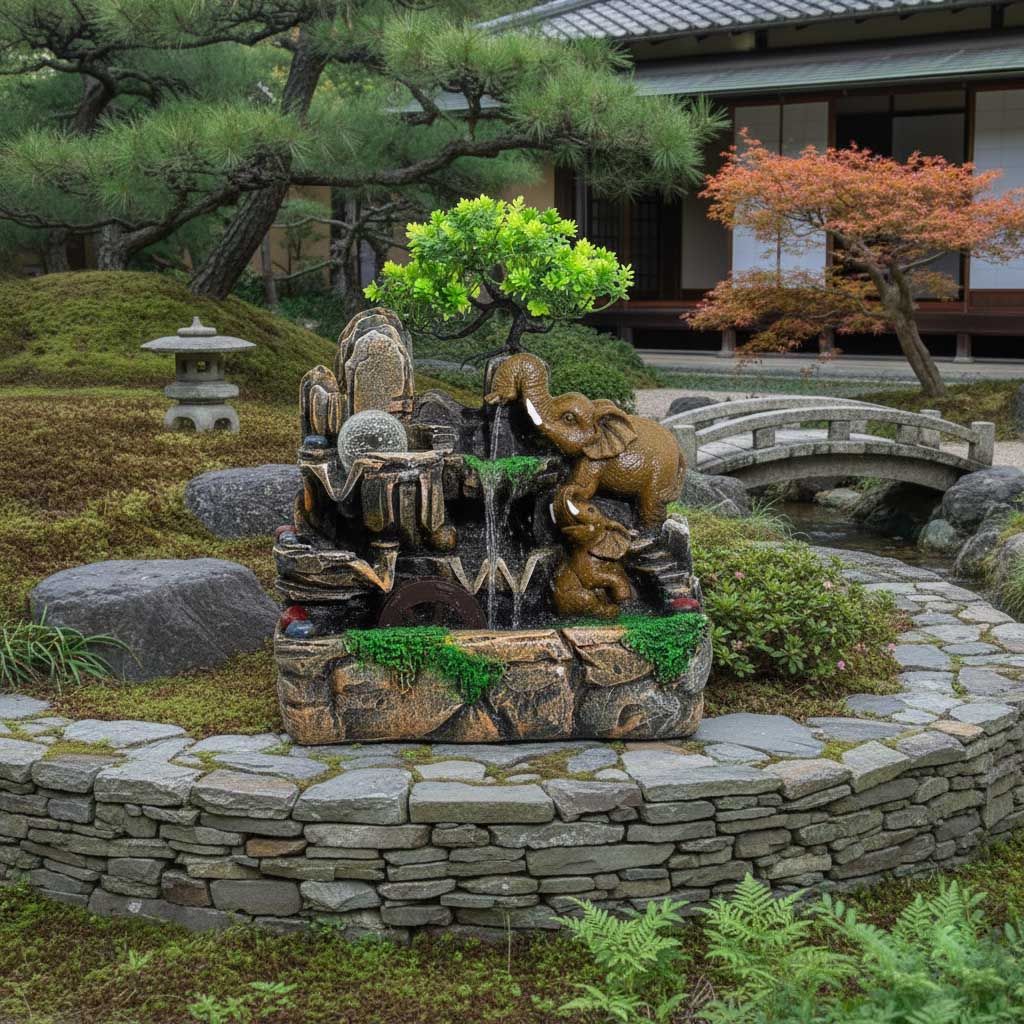 Mediterranean Cascading Pots Tabletop Water Feature - Luna Panther
