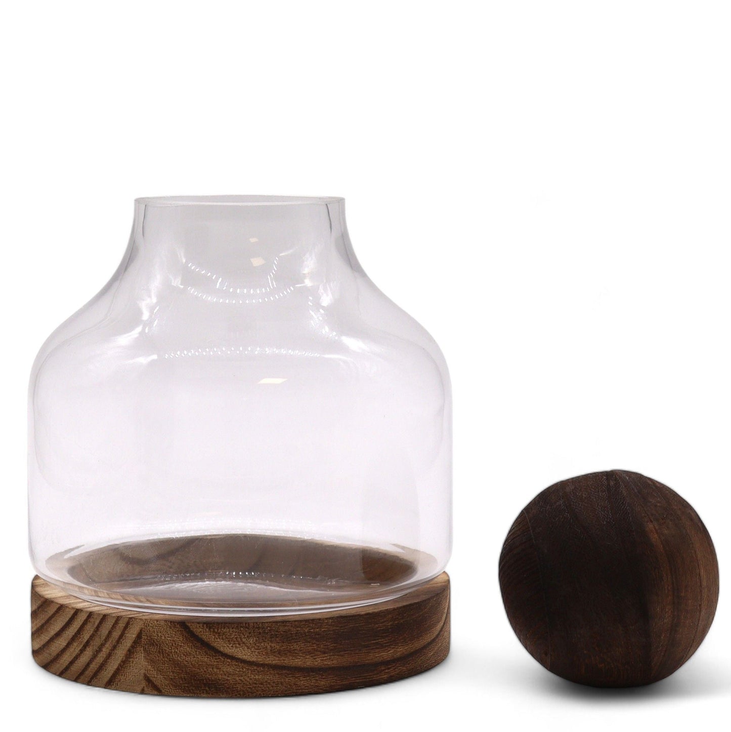 Medium Ball Top Terrarium on Dark Tung Wood - Luna Panther