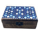 Medium Ceramic Glazed Wood Box - 15x10x6cm - Blue Stars - Luna Panther
