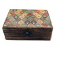 Medium Ceramic Glazed Wood Box - 15x10x6cm - Traditional Pattern - Luna Panther