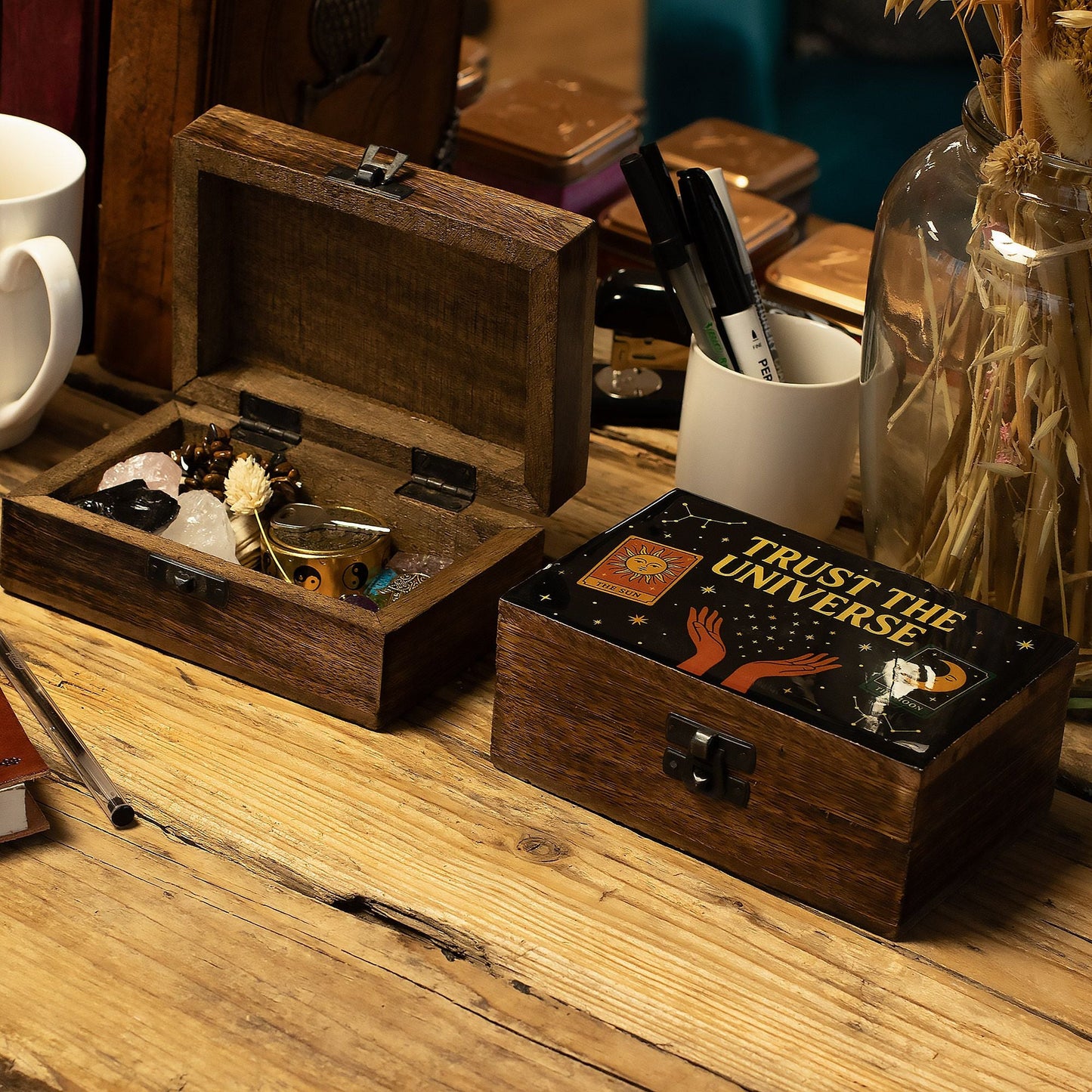 Medium Enamelled Box - Trust the Universe - Luna Panther