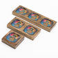 Medium Enamelled Mango Tray Set - Hamsa - Luna Panther
