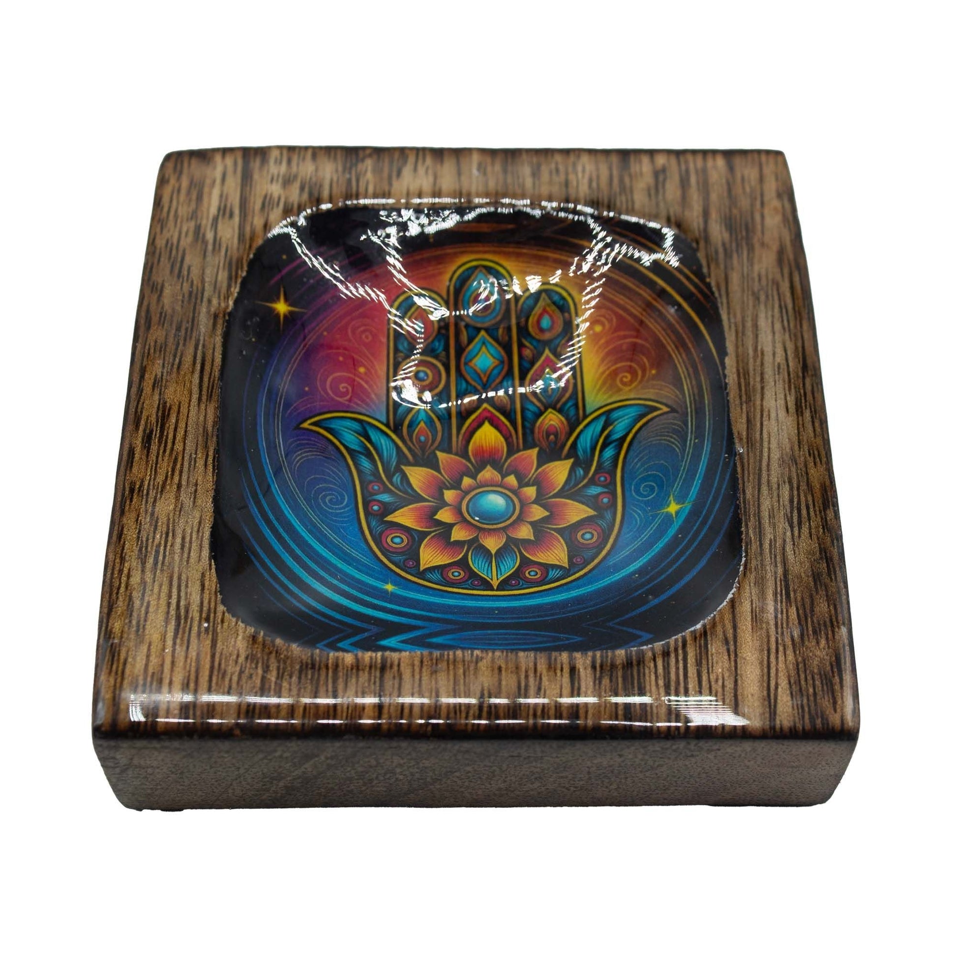 Medium Enamelled Mango Tray Set - Hamsa - Luna Panther