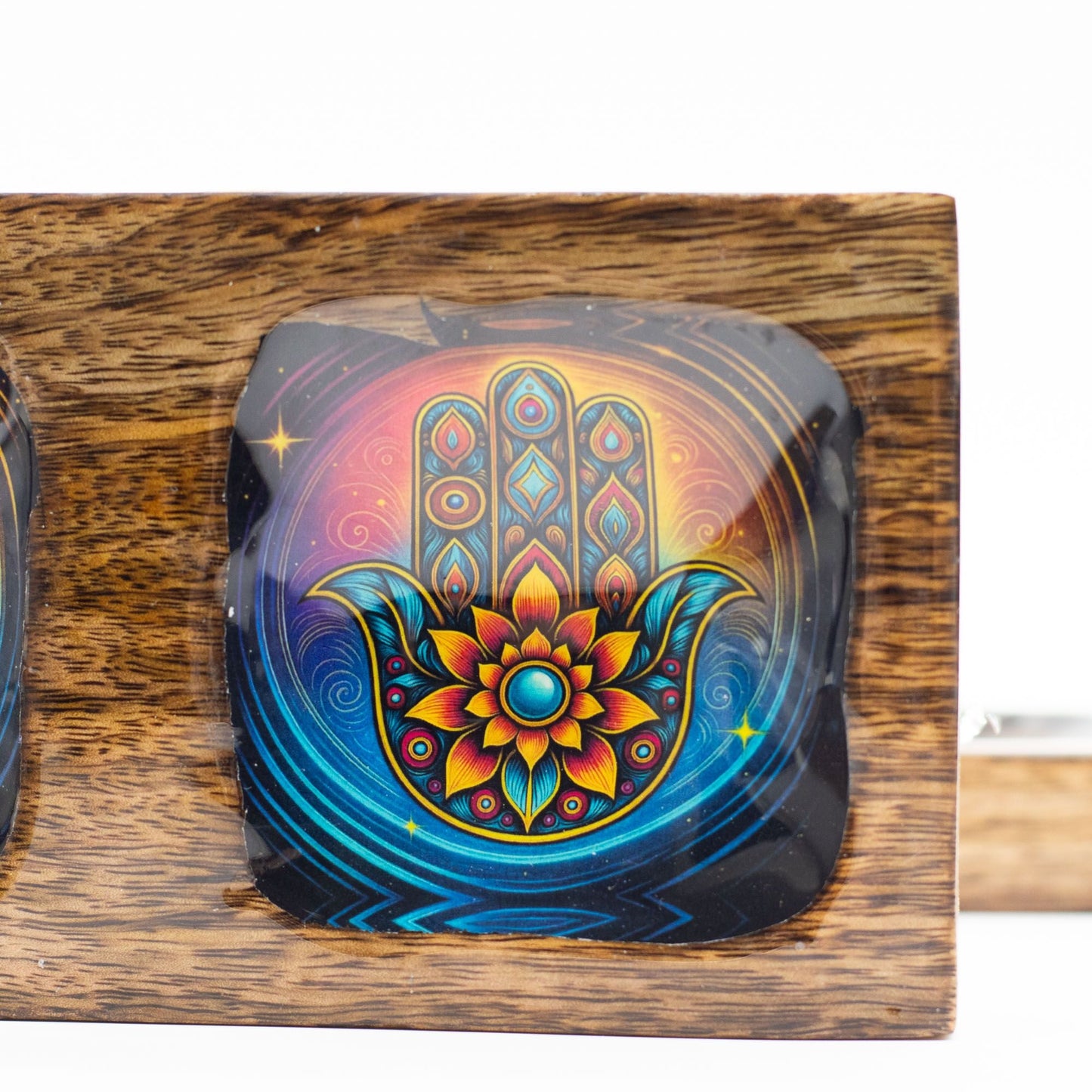 Medium Enamelled Mango Tray Set - Hamsa - Luna Panther